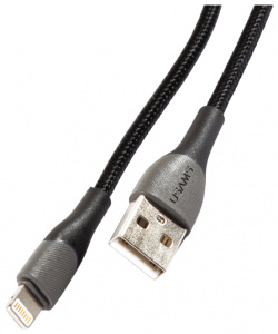 Дата кабель Usams  US SJ541 U77 USB Lightning 2 4А с подсветкой нейлоновая оплетка (1 m) (черный)