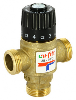 Смесительный клапан Uni fitt  Н 1 термосмесительный 35 60С смешение боковое латунный