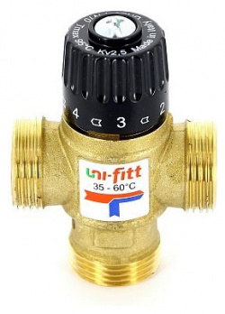 Смесительный клапан Uni fitt  Н 1 термосмесительный 35 60С Kvs 2 5 смешение боковое