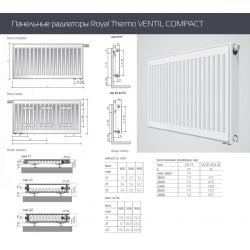 Стальной панельный радиатор Тип 11 Royal Thermo  VENTIL COMPACT 500 2000