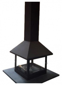 Готовый дровяной каминокомплект TRAFORART  VULCANO CENTRAL со стеклом полка керамика черная