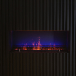 Встраиваемый очаг в модуль Schones Feuer  3D FireLine 800 стальной + синий цвет