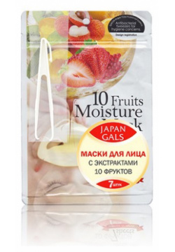 Маска для лица Japan Gals Pure5 Essential с экстрактами 10 фруктов  7шт 680051