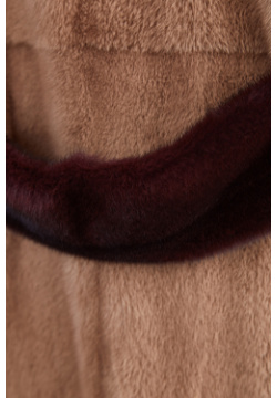 Шуба из гладкого меха финской норки в технике Color block трех цветах YVES SALOMON