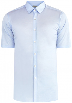 Базовая голубая рубашка с коротким рукавом из пике CANALI Однотонная мужская