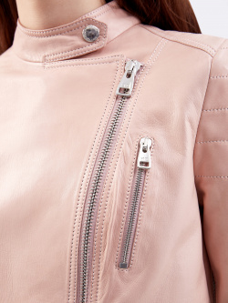 Укороченная куртка из гладкой кожи с серебристой фурнитурой ERMANNO SCERVINO