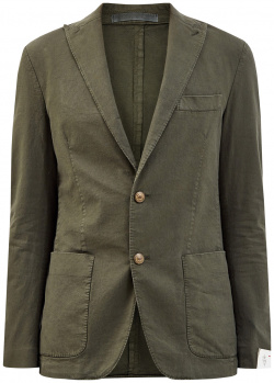 Однобортный пиджак из хлопка с добавлением волокон льна ELEVENTY Легкий в