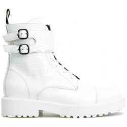 Белые ботинки в стиле карго из текстурированной кожи DOUCALS 