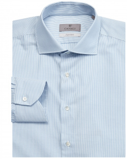 Рубашка из хлопка Impeccabile с принтом в тонкую полоску CANALI Лаконичная
