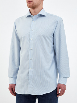 Рубашка из хлопка Impeccabile с принтом в тонкую полоску CANALI