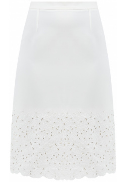 Белая юбка миди ручной работы с кружевной отделкой ERMANNO SCERVINO
