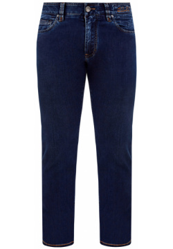 Окрашенные вручную джинсы из хлопкового и шелкового денима CORTIGIANI 