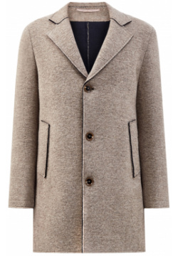 Однобортное пальто из меланжевой шерсти с фактурными швами CUDGI 