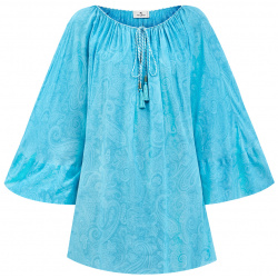 Легкая блуза с плетеными кисточками и принтом в тон ETRO 