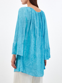 Легкая блуза с плетеными кисточками и принтом в тон ETRO