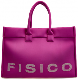Мягкая сумка шоппер с логотипом из мерцающих стразов FISICO 
