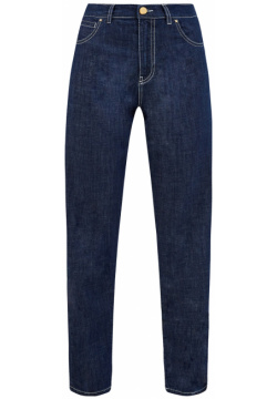 Высокие джинсы с контрастной прострочкой и литой фурнитурой LORENA ANTONIAZZI 
