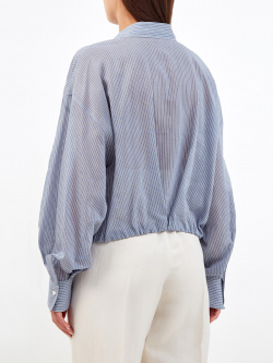 Укороченная рубашка из органзы Shadow Stripe с деталью Мониль BRUNELLO CUCINELLI