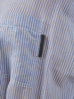 Укороченная рубашка из органзы Shadow Stripe с деталью Мониль BRUNELLO CUCINELLI