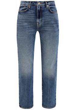 Укороченные джинсы из выбеленного денима с нашивкой 7 FOR ALL MANKIND Женские