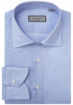 Хлопковая рубашка с клетчатым принтом в синей гамме CANALI 