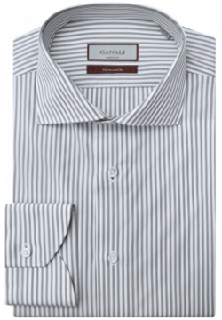 Рубашка из гладкого хлопка Impeccabile с принтом в полоску CANALI Лаконичная