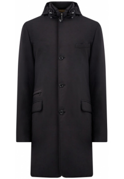 Удлиненное пуховое пальто со съемной вставкой с капюшоном MOORER 
