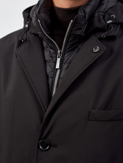 Удлиненное пуховое пальто со съемной вставкой с капюшоном MOORER