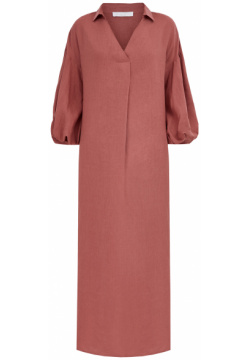 Длинное платье из дышащей льняной ткани с объемными рукавами FABIANA FILIPPI 