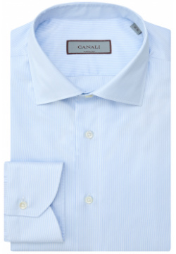 Рубашка из хлопкового поплина с принтом в тонкую полоску CANALI 