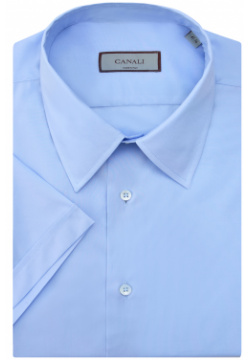 Рубашка из эластичного хлопкового поплина с короткими рукавами CANALI 