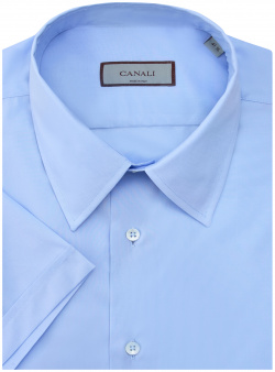 Рубашка из эластичного хлопкового поплина с короткими рукавами CANALI