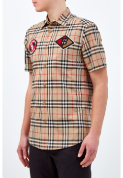 Хлопковая рубашка с фактурными патчами BURBERRY