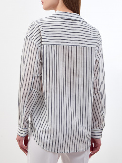 Блуза из тонкого хлопка и шелка в полоску с деталью Punto Luce PESERICO
