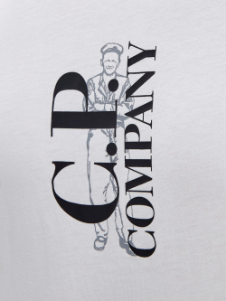 Хлопковая футболка из джерси с контрастным макро принтом C P COMPANY
