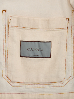 Куртка из хлопка и льна с накладными карманами прострочкой CANALI