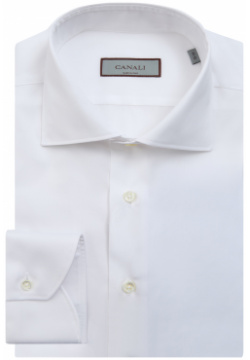 Базовая белая рубашка из хлопкового поплина CANALI мужская от