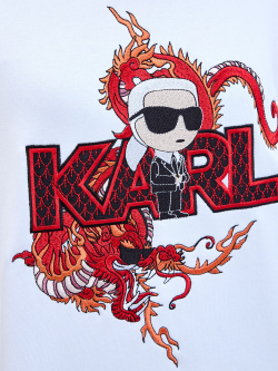 Хлопковый свитшот с вышивкой K/Ikonik Year Of The Dragon KARL LAGERFELD