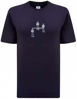 Хлопковая футболка из гладкого джерси с контрастным принтом C P COMPANY 