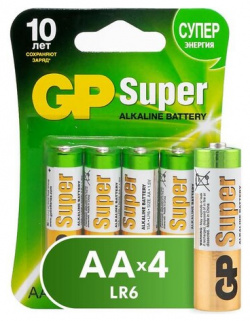 Батарейки GP Super AA/LR6/15A алкалин  бл/4шт