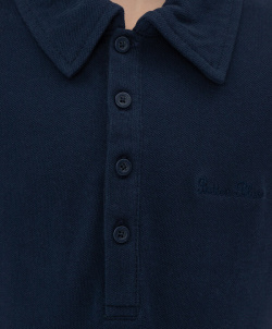 Платье с коротким рукавом и накладными карманами синее Button Blue (164)