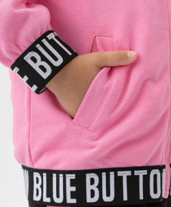 Толстовка на молнии с капюшоном и карманами розовая Button Blue (98)