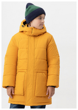 Пальто зимнее с капюшоном желтое Button Blue (146) 