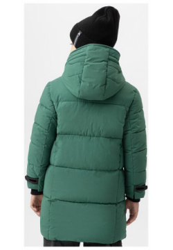 Пальто зимнее с капюшоном и утяжками зеленое Button Blue (140)