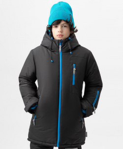 Пальто зимнее с мембраной черное Active Button Blue (128) 