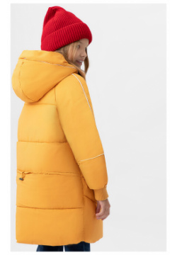 Пальто зимнее с капюшоном желтое Button Blue (110)