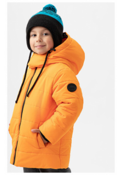 Куртка зимняя с капюшоном и манжетами оранжевая Button Blue (110) 
