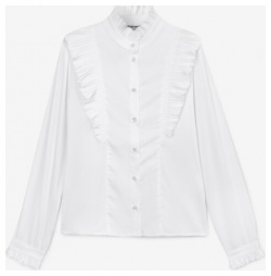 Блузка с плиссированной отделкой белая для девочки Gulliver (122) 