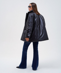 Куртка утепленная оверсайз пиджачного кроя черная GLVR (L)