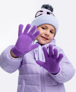 Перчатки вязаные фиолетовые Button Blue (14) 
